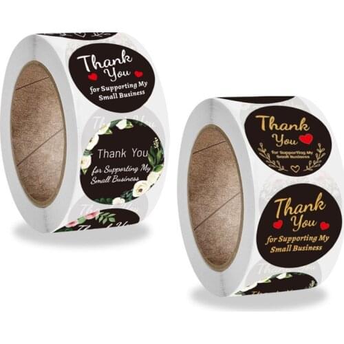 Round Sealing Stickers Thank You Flower Handmade Crafts Decoration Stickers Childrens Stationery Baking Wedding Party Birthday