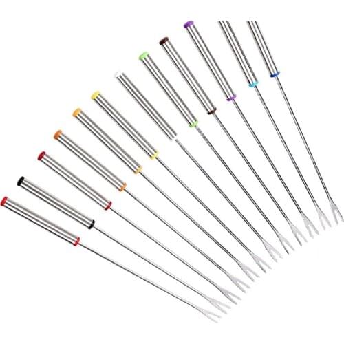 Stainless Steel Chocolate Fork Hot Pot Forks Cheese Fruit Dessert Fork Fondue Melting Skewer Kitchen Accessories Tools