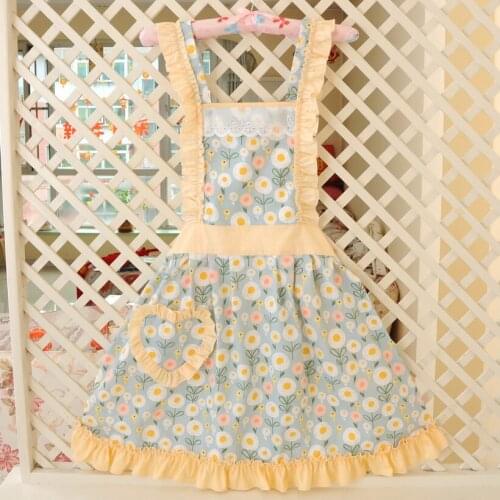 Fashion Kitchen Aprons For Women Cooking Baking Waist Aprons Sleeveless Floral Apron With Pocket Home Restaurant Cleaning Tool