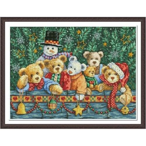 14/22/25ct lovely counted cross stitch kit Beary Christmas Bear Christmas dimensions 08761