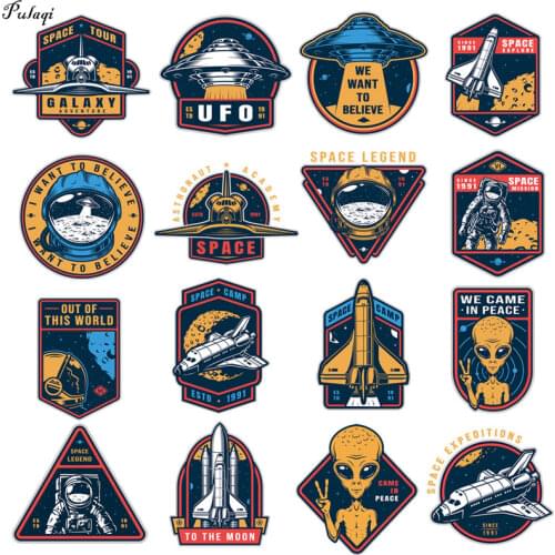 Space Aline Patch Iron On Transfers For Clothing Spacecraft UFO Thermo Stickers On Clothes For Kids Stickers Heat Transfer DIY