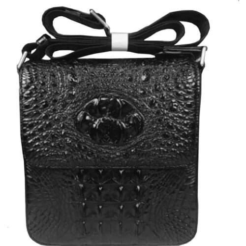 Ouruili New mens bag real crocodile leather one shoulder cross bag casual leather bag vertical leather bag man