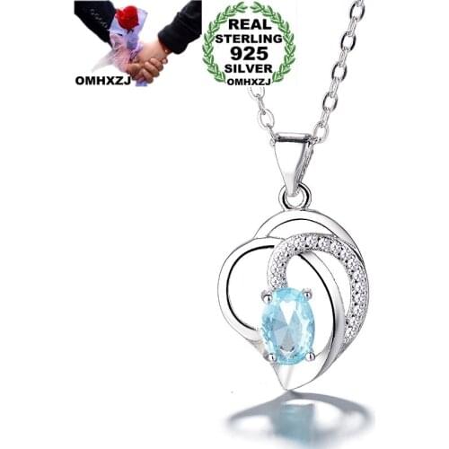 OMHXZJ Wholesale European Fashion Woman Girl Party Birthday Wedding Gift Heart Zircon 925 Sterling Silver Pendant Charm CA284