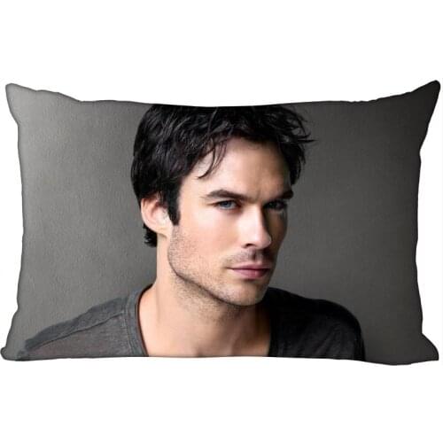 Custom Pillowcase Cover Ian Somerhalder Rectangle Zipper Pillow Cover Satin Fabric Pillowcase 40x60cm45X75cm50X75cm(Two sides)