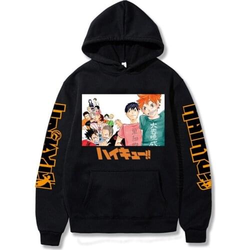 Anime Haikyuu Printing Long Sleeve Crew Necks Daily Casual Men Fashion Designer Streetwear Hoodies Hoodie