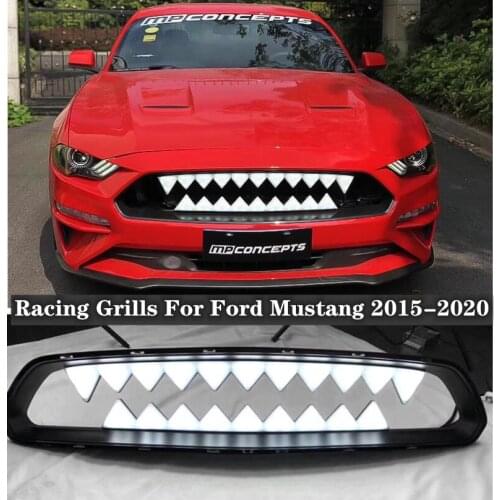 NEW High Quality ABS Mesh Grille Trim Racing Grills For Ford Mustang 2015 2016 2017 2018 2019 2020 (With LED Light)