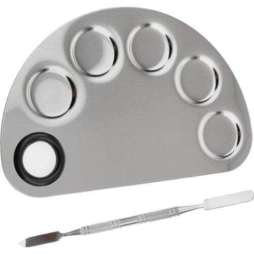 Salon Stainless Steel Cosmetic Makeup Palette Spatula Mixing Tool Kits - Stainless Steel