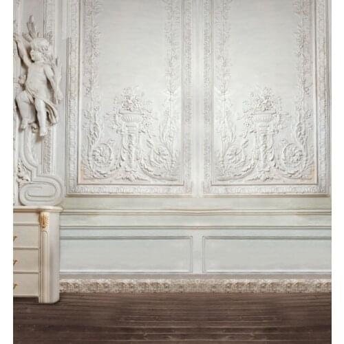 TR 8x8ft Indoor White Wall Dark Wooden Floor Custom Photography Backdrops Studio Backgrounds Vinyl Wedding Photo Backdrops