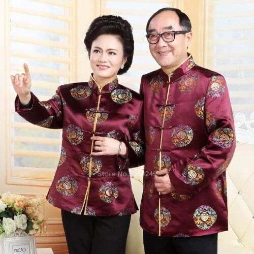 Traditional Chinese Tang Suit Men Women Festival Jacket Red Couple Banquet Blouse Vintage Cheongsam Top Kung Fu New Year Party