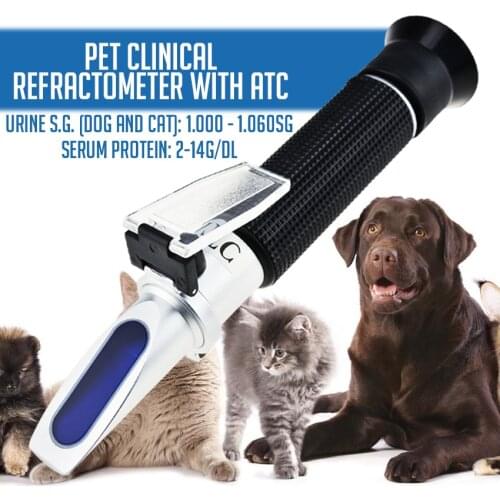 Tri-Scale Pet Clinical Refractometer with ATC, Serum & Plasma Protein Test 2-14g/dl Urine Specific Gravity 1.000-1.060SG