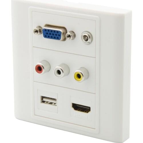 Vga, hdmi 3.5mm audio, USB, 3RCA AV wall plate with back female to female connector support customer design