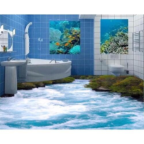 Beibehang Custom wear waterproof non-slip self-adhesive PVC floor wallpaper 3D floor tile mural wallpaper pictures 3d flooring