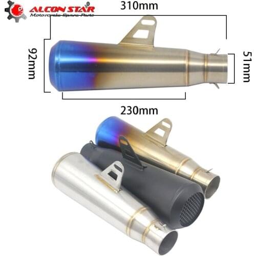 Alconstar- 38-51mm Motorcycle Exhaust Pipe GP Escape Moto Muffler Pipe Slip-on for Kawasaki NINJA ER6N KTM DUKE EXC 250 Racing