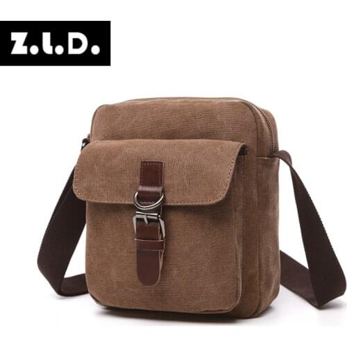 Z.L.D. New fashion retro canvas bag small square bag women shoulder diagonal package British messenger bag belt buckle mini bag