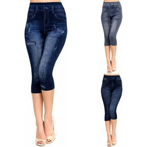 Women Summer Short Cropped Leggings Seamless Capri Pants 2021 Breeches Printed Jeans Jeggings High Waist Trousers Plus 5XL