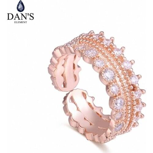 DANS Element Brand Real AAA Zirconia Micro Inlays Rose Gold Color Ring Party For Women Valentine Gift 129842