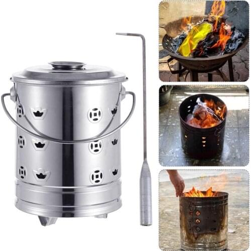 1 Set Burning Fire Bin Useful Prime Burn Barrel Paper Burning Barrel Stainless Steel Incinerator for Outdoor