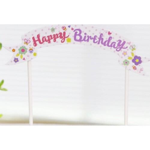 1Pc Happy Birthday Banner Flag Cupcake Topper Cake Flags Baby Shower Child Birthday Party Supplies Cake bake Party Decorative