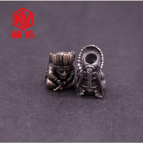 1PC Indians Retro Brass White Copper Oxide EDC Paracord Beads Umbrella Rope Cord Lanyard Pendants Knife Beads Accessories