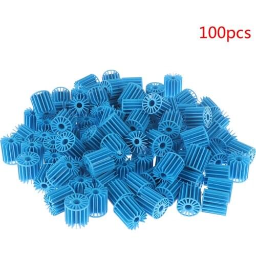 100pcs 15*16mm Bio Balls Aquarium Fish Tank Pond Filter Biological Filtration Media Blue PVC Filter Media