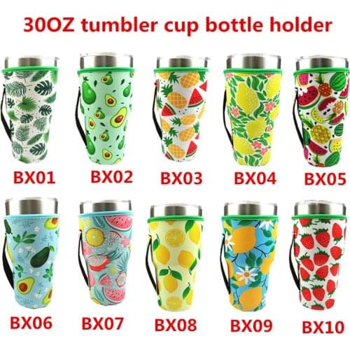 100Pcs/Lot White black Fruit Style Water Bottle Cover Neoprene Insulated Sleeve Bag Case Pouch For 30oz Tumbler Cup Wholesale