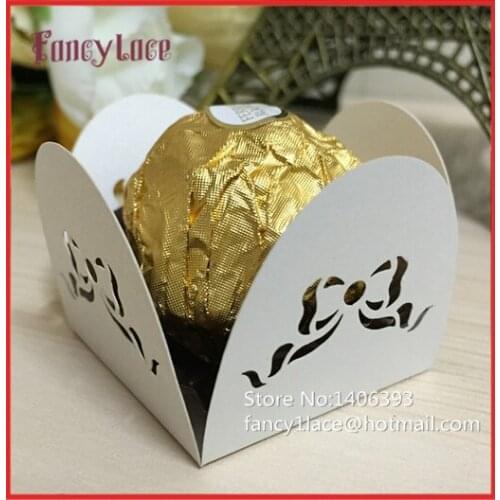 2017 Hot Sale bowknot Laser Cut Mini Chocolate Wrappers for Wedding Table Cupcake Liner of Birthday Party Decoration 60PCS/LOT