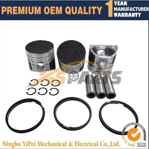D905 Engine 3 set Piston + Rings Kit Set STD for Kubota