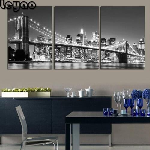 3 Piece Hot Sell diamond painting New York Brooklyn bridge Home wedding full Drill Diamond Embroidery Handicraft Gift