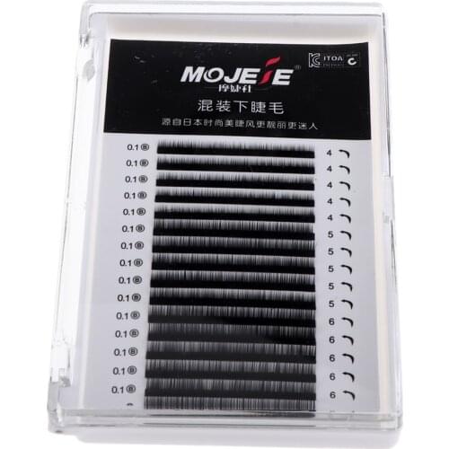 4mm/5mm/6mm B Curl Practice False Eyelashes Fake Eye Lash Strips for Learning Training Eyelash Extensions 1 Box