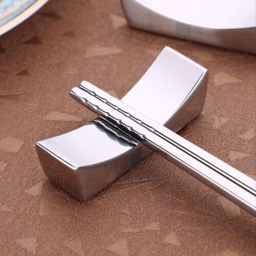 5 Pcs 1 Set Chinese Chopstick Rest Traditional Irregular Square 304 Stainless Steel Chopsticks Holder Rack Frame Kitchen Tools