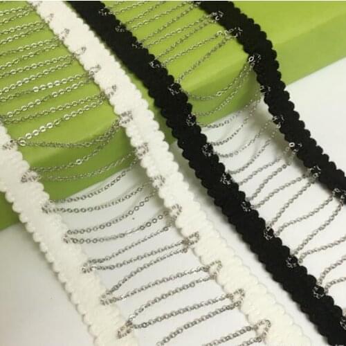 5Yards 2019 Womens Wedding Lace Accessories White Beaded 6.5cm Chain Stair Lace Hollow Wool Ribbon High-End Clothing Decoration