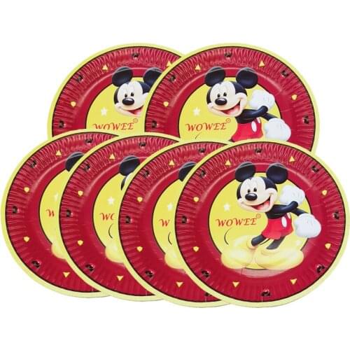 For 6 Kids Red Mickey Mouse Party Supplies Decorations Birthday Party Favors Plate Tablecloth Balloons Caketopper