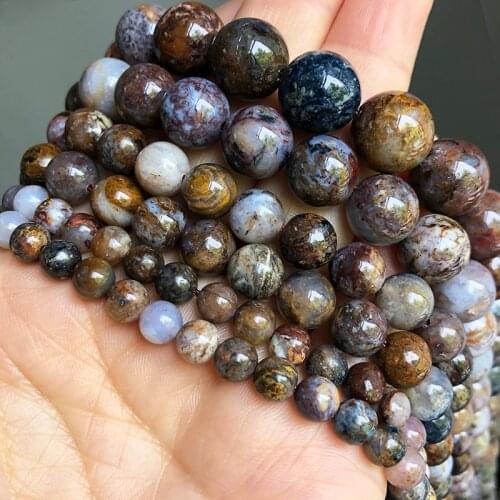 Natural Gem Brown Pietersite Stone Beads Round Loose Spacer Beads For Jewelry Making DIY Chram Bracelet 6/8/10/12 mm 15"Inches