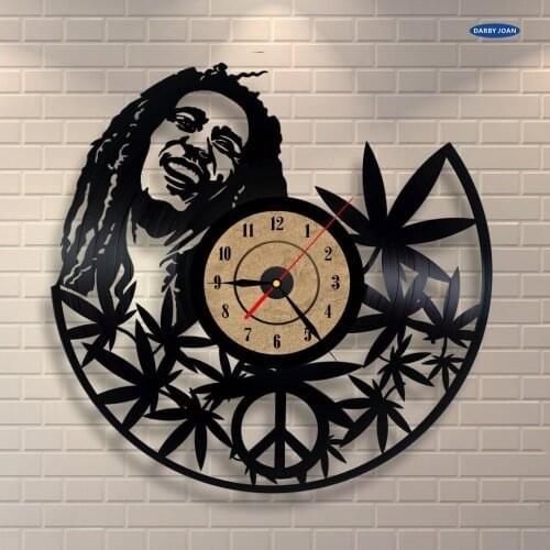 12 Inches Bob Marley Quartz Wall Clock Antique Style Large Decorative Wall Clocks Vinyl Disc Clock Living Room Art Show