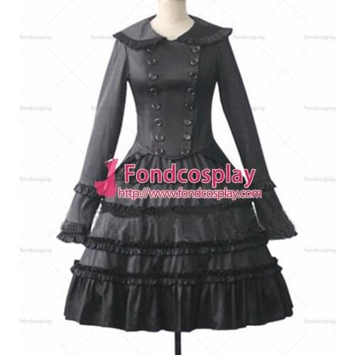Gothic Lolita Punk Black Cotton Dress School Uniform Outfit Tailor-made[CK1435]