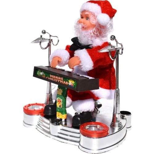 Electric Santa Claus Doll Playing Piano Music Christmas Decoration Festival Ornaments 2020 New Children Toys Gifts