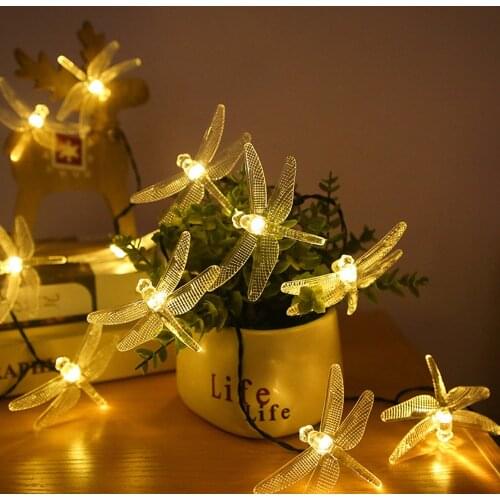 Multi Color Dragonfly Fairy String Lights Battery Powered for Christmas Bedroom Outdoor Garden Party Decor 10/20/30/40/50/80leds