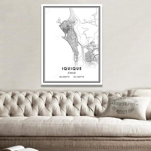 IQUIQUE Modern Art Map Nordic Fashion Poster Wall Art Picture Bedroom Home Decor Customizable