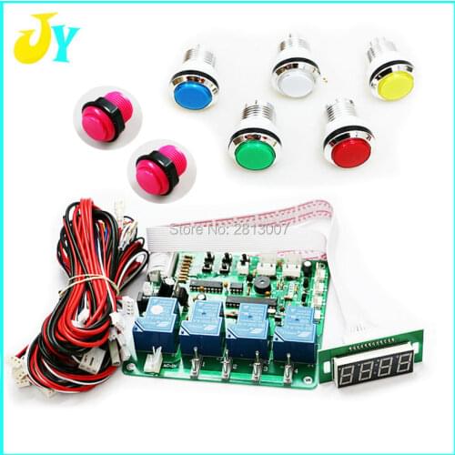 Arcade time controller with button START 4 digits timer board for 1-4 devices machines, time control pcb with all wires
