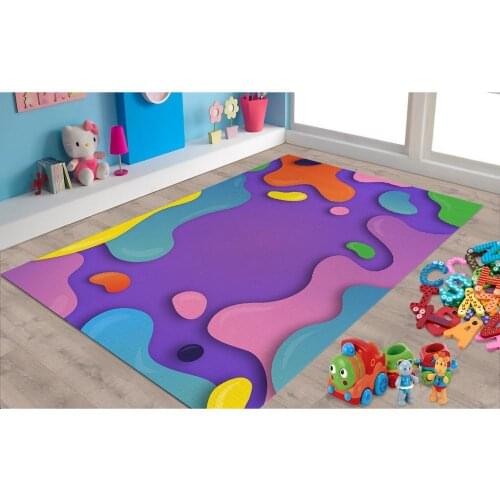 Purple Wave Patterned Carpet ,Non Slip Floor Carpet,Teens Carpet,Kids Carpet,Turkish Rug