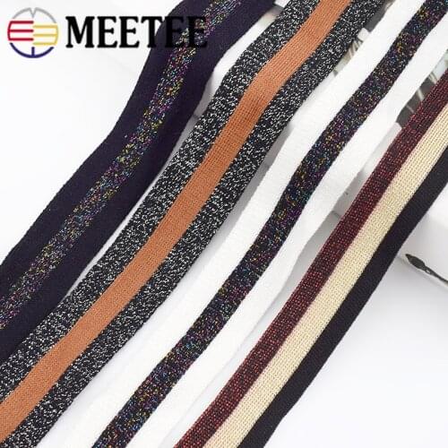 Meetee 9yard 2.5/3/3.5cm Cotton Gold Silver Knit Webbing Trim Woven Ribbon DIY Handmade Sewing Clothing Waistband Deco AP564