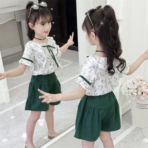 Summer Girls Clothes Set Children Clothing Outfits Short Sleeve Tops & Shorts for Kids Girls Casual Suit Tracksuit 3-13 Years