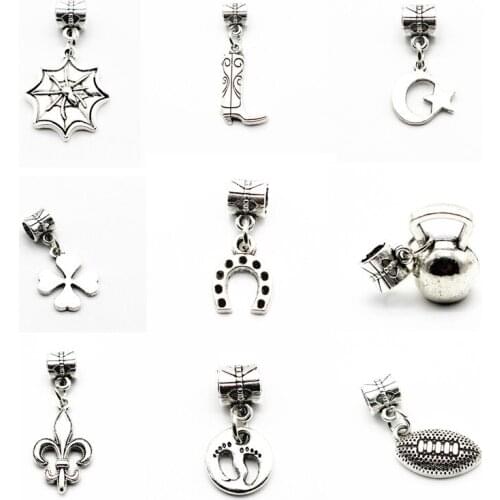 Hot selling 12pcs/lot Silver Alloy clover boot wharf Dangle Charms Lobster Clasp Hanging Charm fit Bracelet&Pendant Necklace
