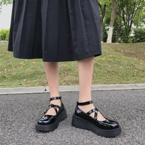 LoveLive Cosplay Student Lolita Shoes Platform College Girl Sweet Japanese School JK Uniform Gothic Round Toe PU Leather Shoe