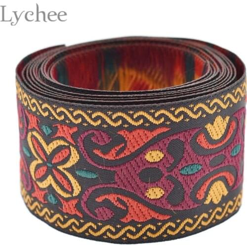 Lychee Life 2 Yards Ethnic Style Embroidery Lace Trim Butterfly Pattern Lace Ribbon DIY Sewing Material for Dress