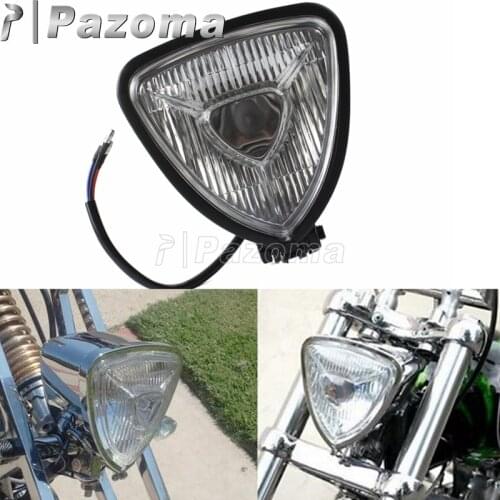 Motorcycles Black Clear Lens Triangle Headlight Headlamp Front Lights for Harley Bobber Chopper Cafe Racer Custom