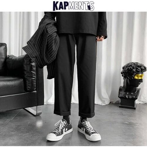 KAPMENTS Men Korean Casual Harem Pants 2020 Mens Japanese Streetwear High Waist Trousers Fashions Loose Straight Pants Plus Size