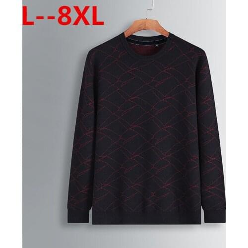 8XL 6XL 5X New Autumn Fashion Brand Casual Sweater O-Neck Striped Slim Fit Knitting Mens Sweaters And Pullovers Men Pullover Men
