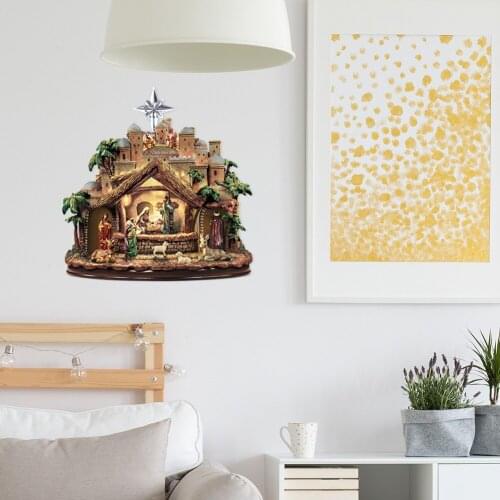 Jesus Story Christmas Day Wall Stickers Waterproof PVC Wallpaper Ornaments Market Shopping Mall Showcase Decor