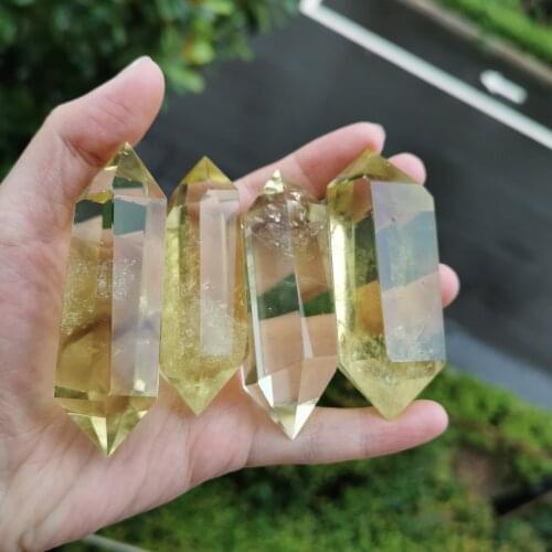 Natural Citrine Double Terminated Points Wand Tower Crystal Carving For Home Decoration LJ